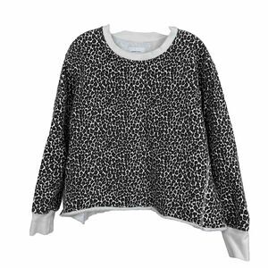Current Elliott The Channing Sweatshirt Size 2 US Medium Cotton Snow Leopard